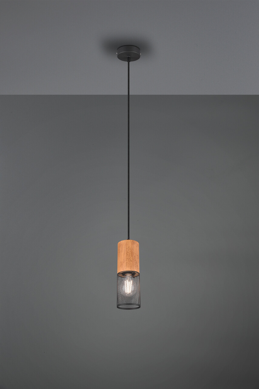 Lustra Tosh, TRIO, 10x150 cm, 40W, 1x E27, metal, negru mat/natur - imagine 3